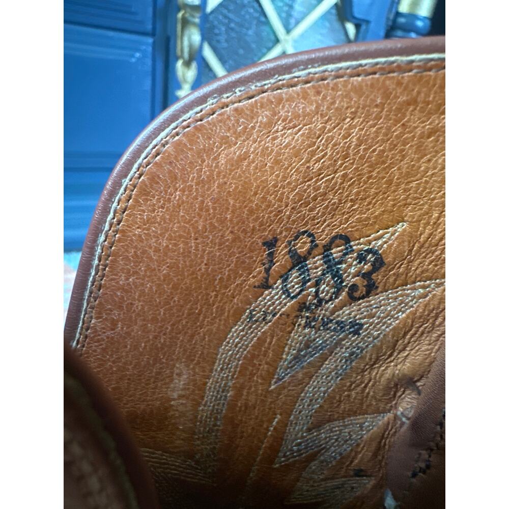 Lucchese 1883 Cognac Brown Western Cowboy Boots Women’s 7.5B Embroidered Leather - Picture 10 of 12
